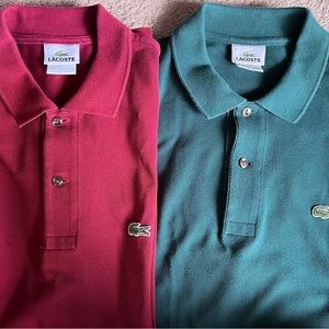 🐊 Two LACOSTE short sleeve polo shirts size 4 Medium in great condition cotton